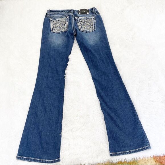 Miss Me Signature Bootcut Rhinestone Flower Jeans - Picture 4 of 6
